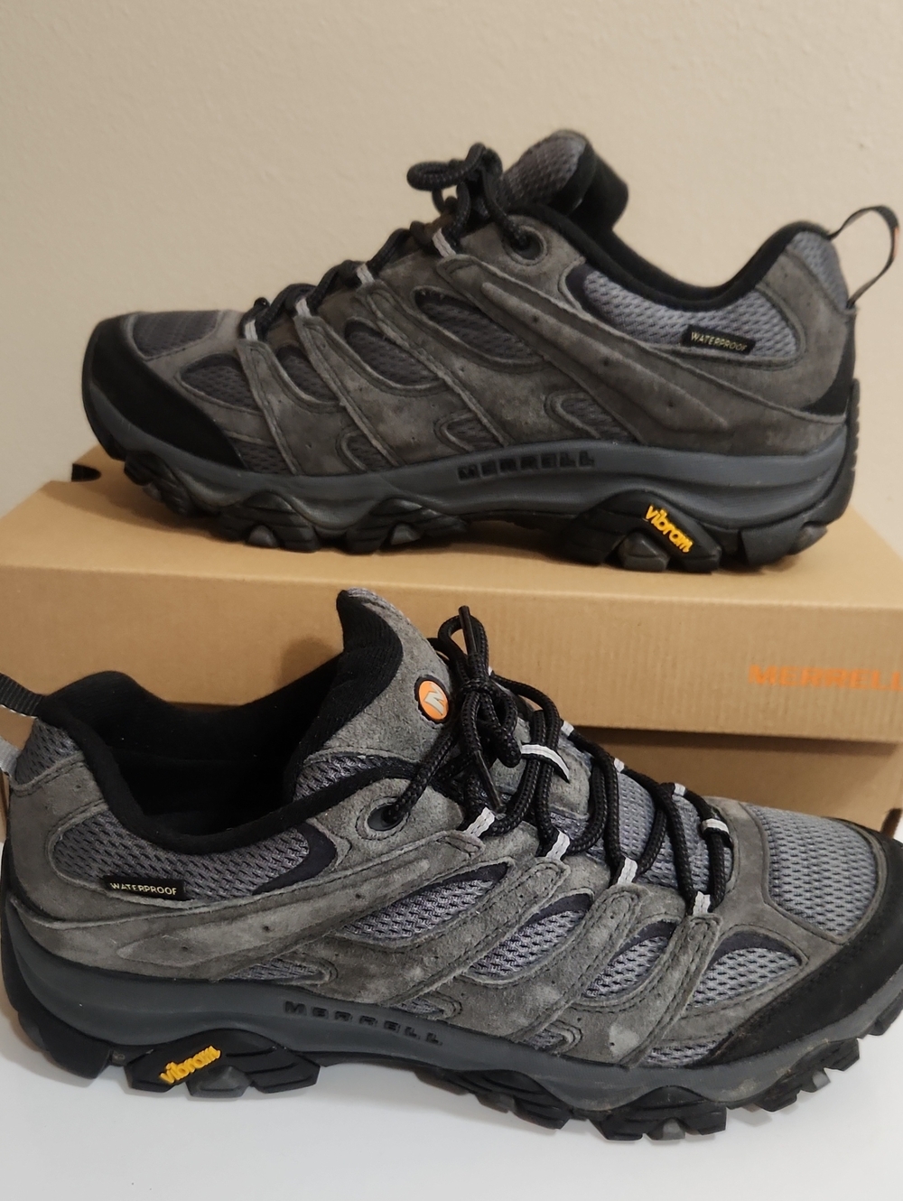 Merrell Moab 3 WP Waterproof Trail Hiking Shoes Granite Vibram Men's 12
